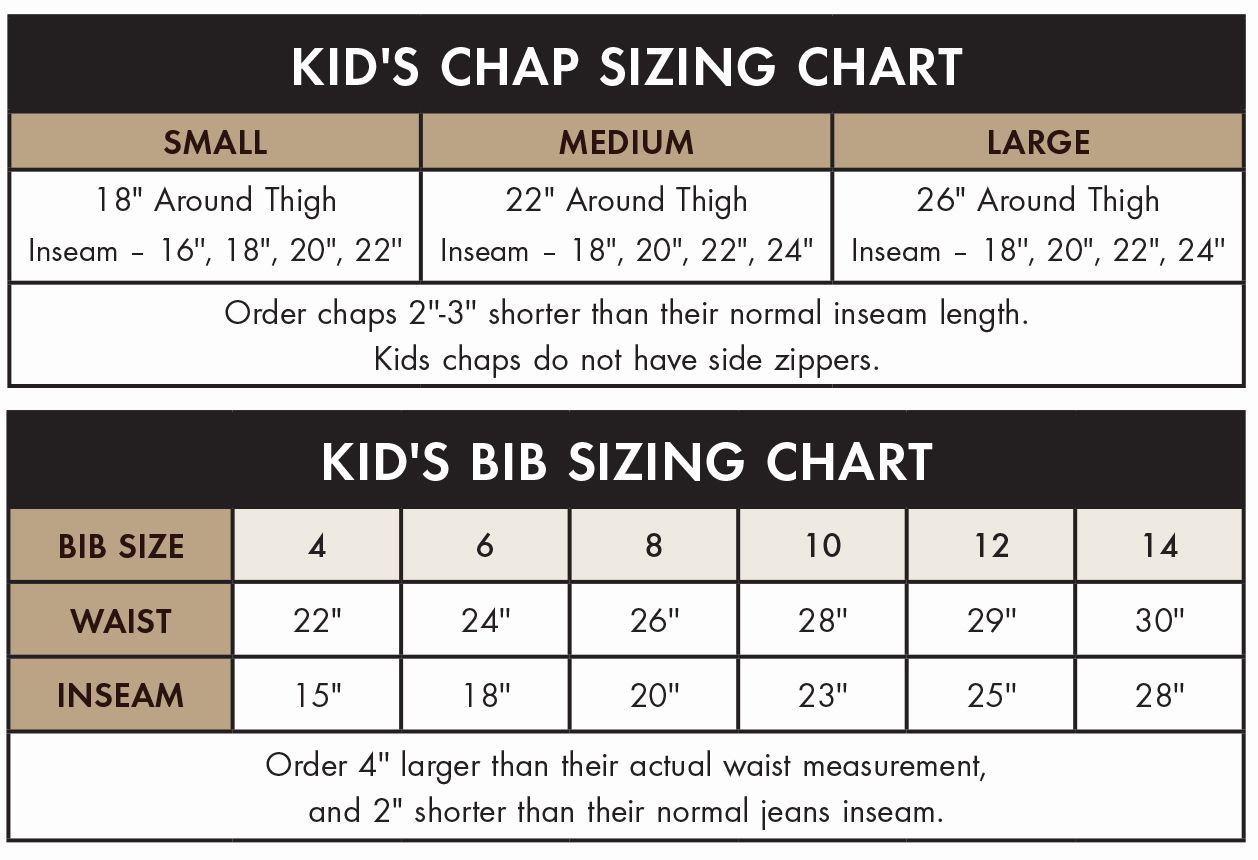 sizing chart for kids