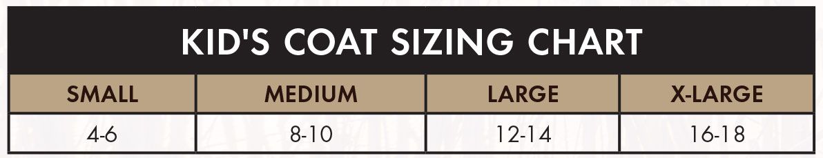 kids sizing chart for coats